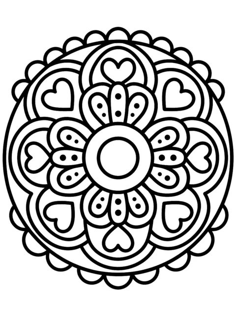 Ausmalbild: Einfaches Mandala mit großen Flächen für kleine Kinder
