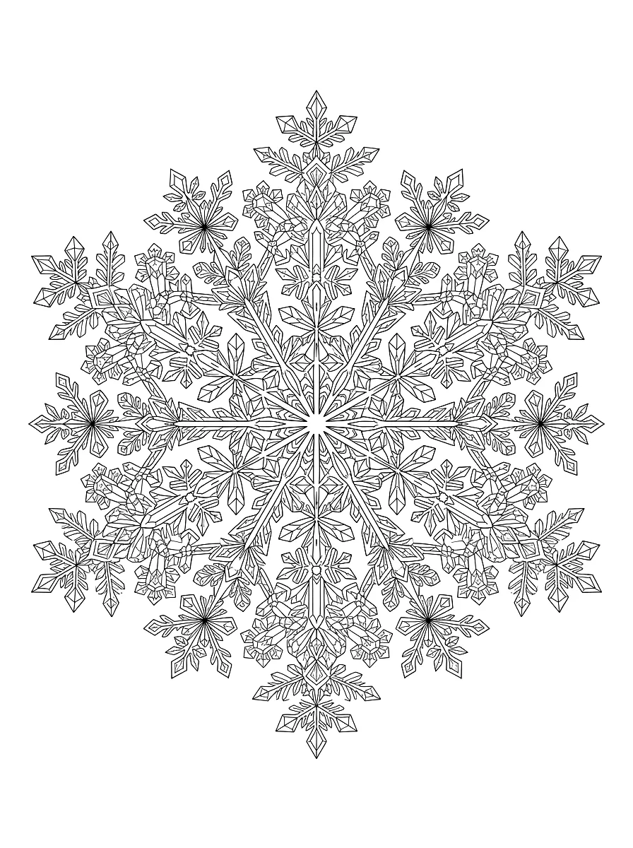 Disegno da colorare: Mandala esagonale fatto di cristalli di ghiaccio
