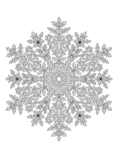 Disegno da colorare: Mandala esagonale fatto di cristalli di ghiaccio