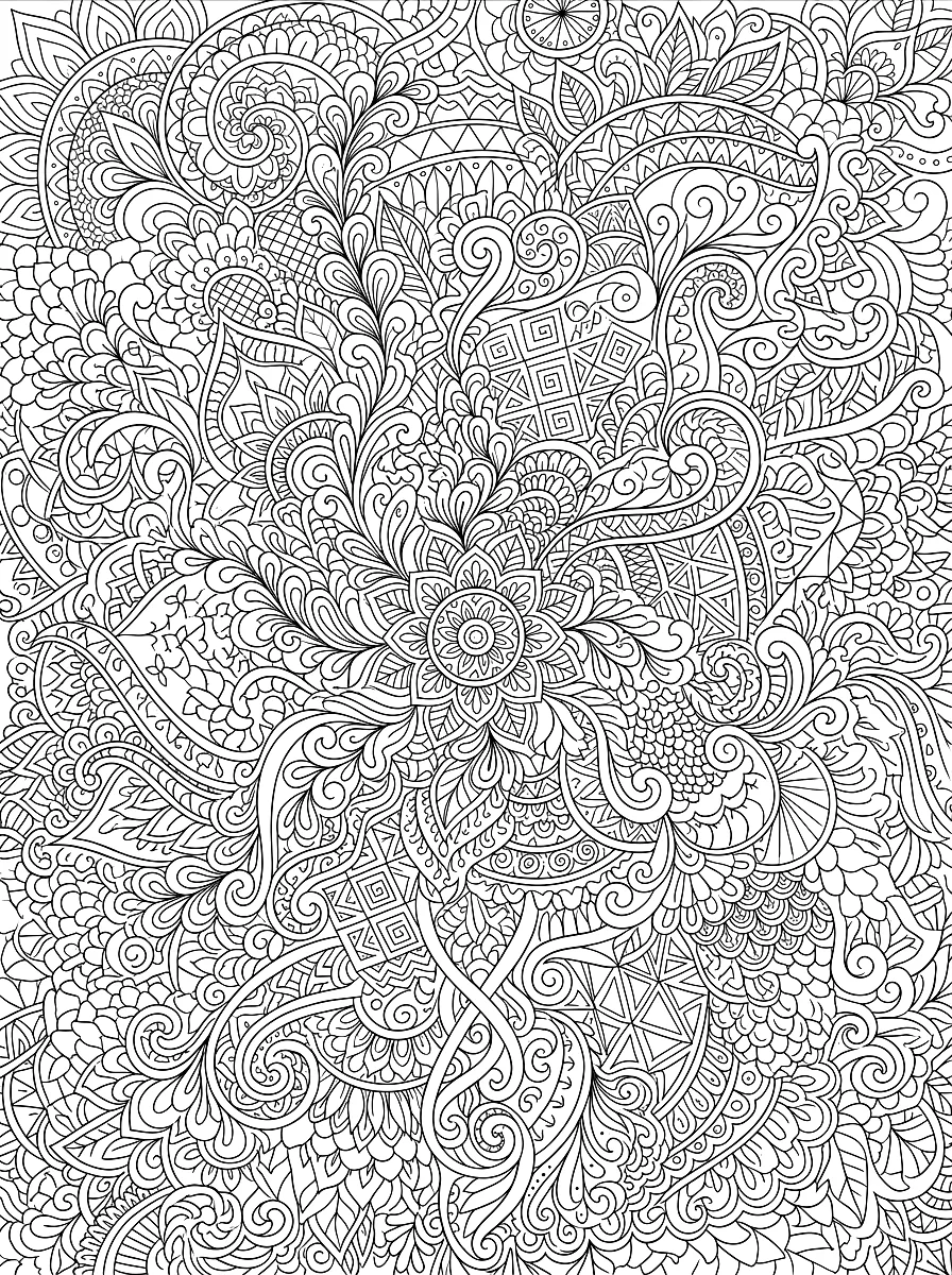 Coloriage : Un motif zentangle qui remplit toute la page