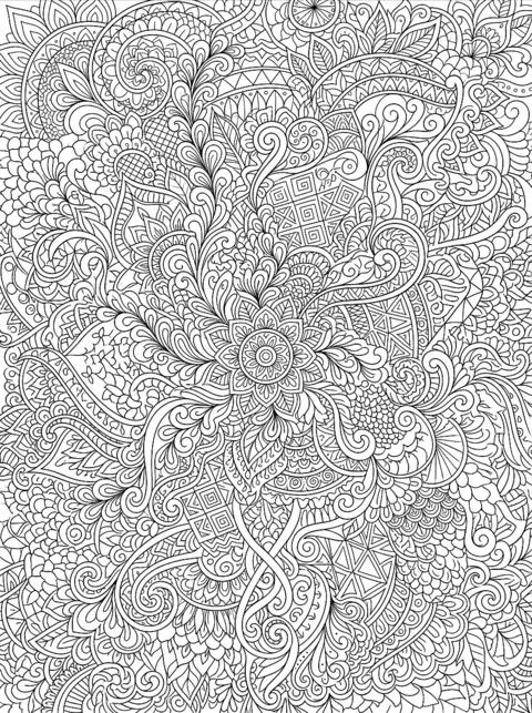 Coloriage : Un motif zentangle qui remplit toute la page